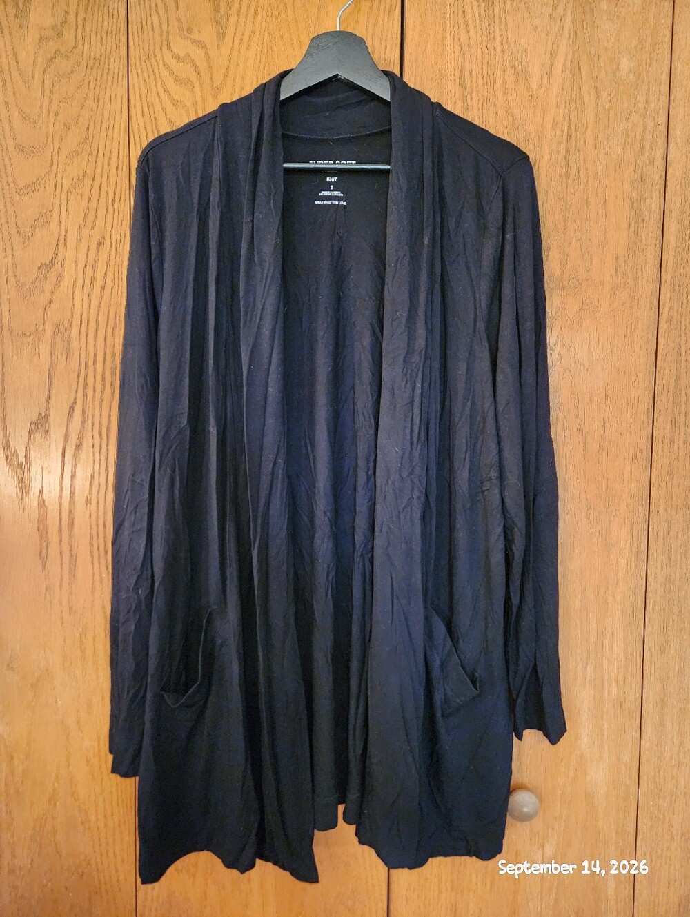Women’s Black Open-Front Lightweight Cardigan Jacket